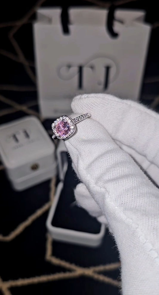 Pink Square Diamond Ring